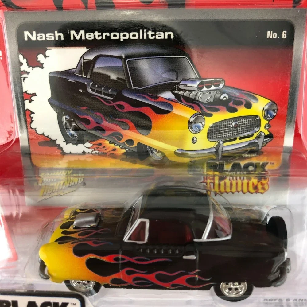 Johnny Lightning Street Freaks Black with Flames Nash Metropolitan Die Cast 1/64
